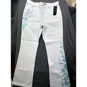 Vintage Lauren Jeans Co Ralph Lauren‎ White Floral Bootcut Jeans Women's Size 8